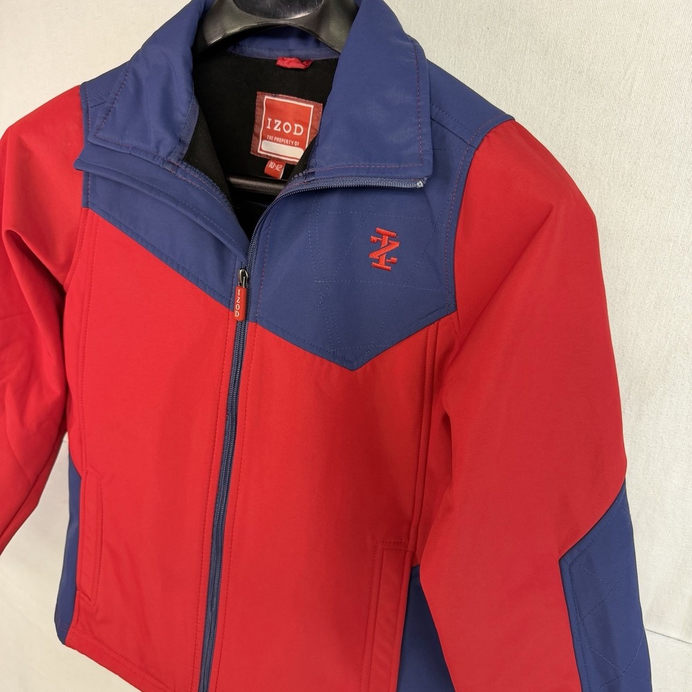IZOD Full Zip Sport Jacket Red/Blue Athletic Preppy Track Lightweight Boys 10-12
